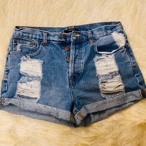 High waisted jean shorts